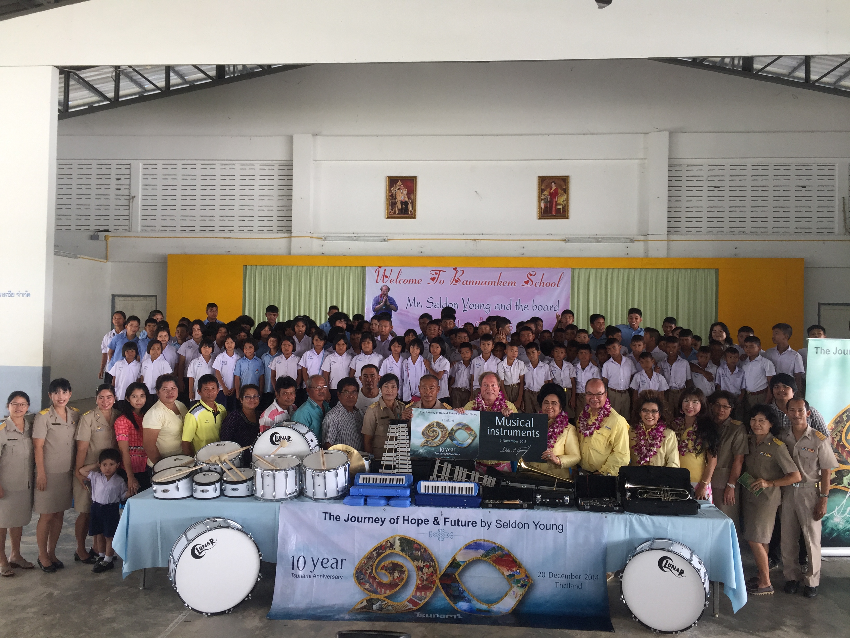 Entire school posed with the music program donation